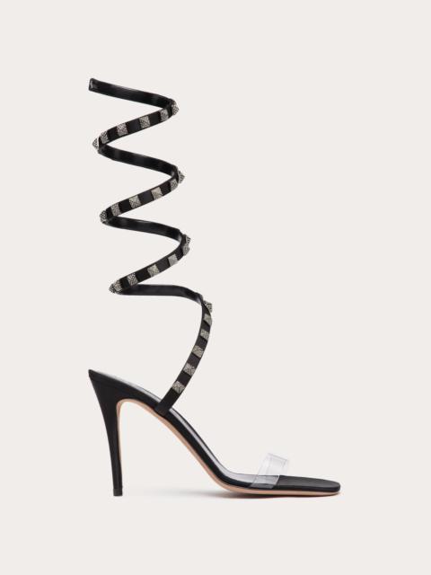 ROCKSTUD SATIN SANDAL 100 MM