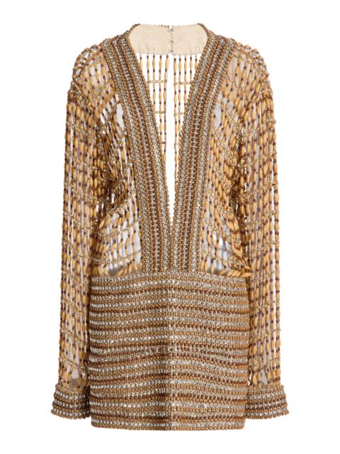 LaQuan Smith Embellished Mini Dress neutral