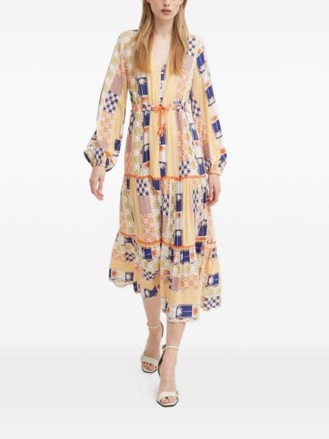 Never Fully Dressed patchwork tiered midi dress