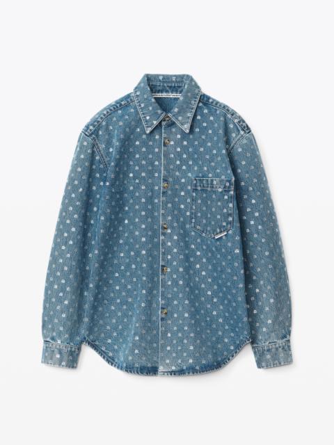 Alexander Wang CRYSTAL A UNISEX OVERSIZED DENIM SHIRT