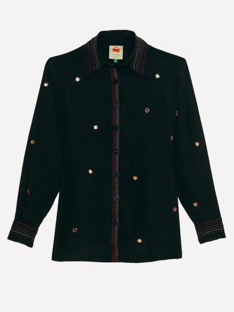 FARM RIO Black Rainbow Beaded Mirror Trim Shirt