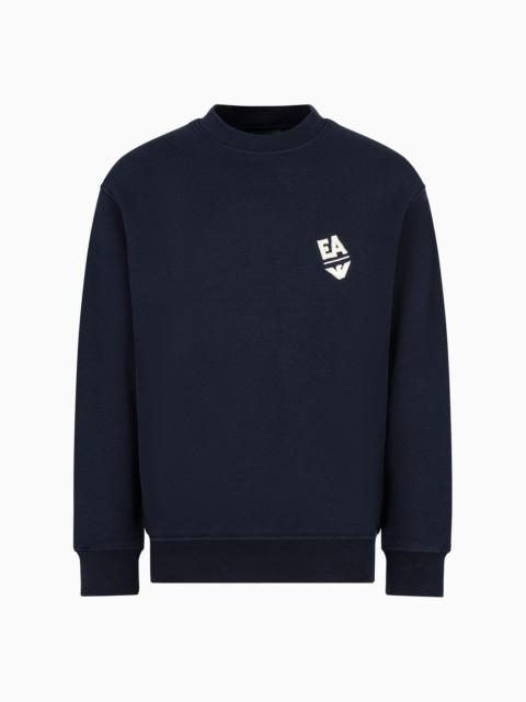 Jersey sweatshirt with diagonal weave and logo embroidery