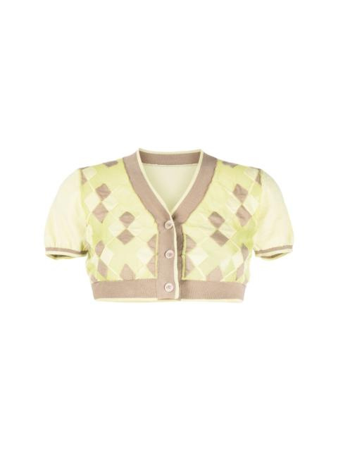 argyle-check-pattern cropped top