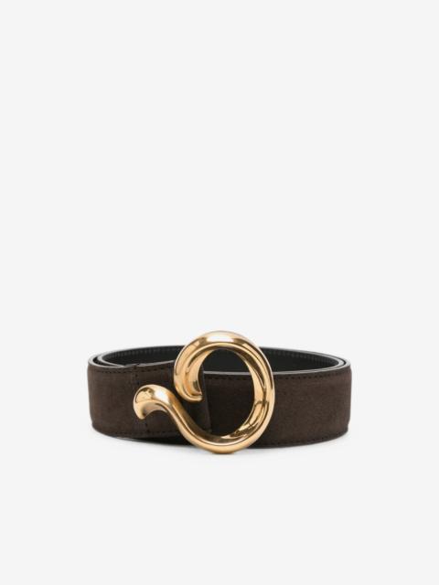 Etro sculptural-buckle suede belt