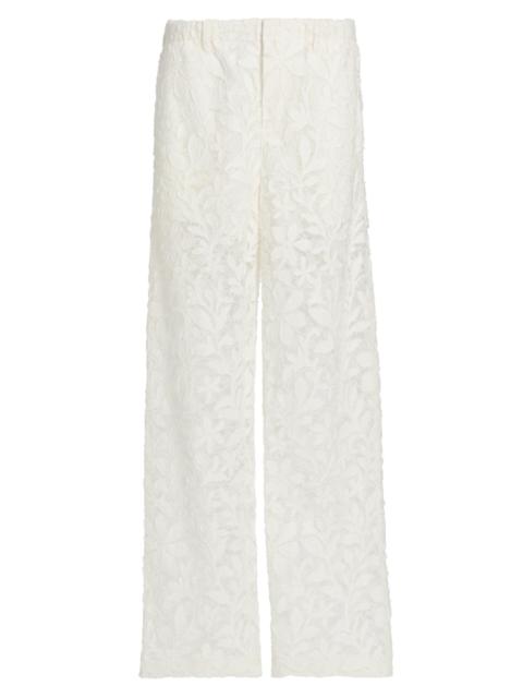 SIMKHAI Women's Braylen Cotton Lace Carpenter Pants - White