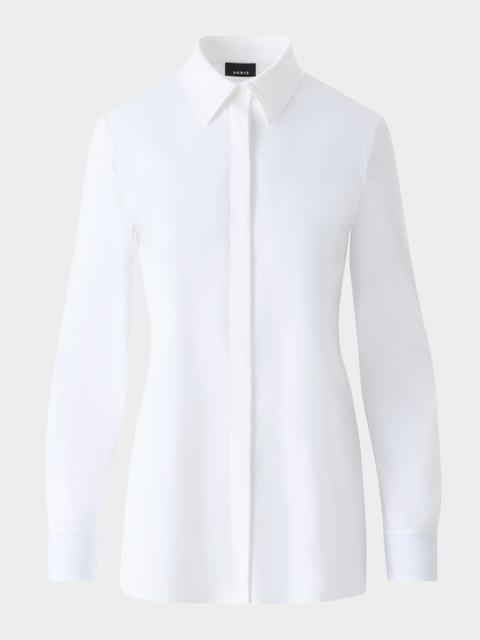 AKRIS Contrast-Cuff Cotton Poplin Button-Down Shirt