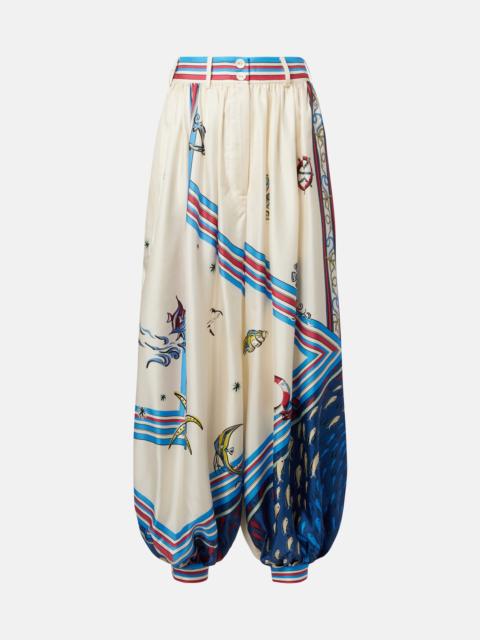 ALÉMAIS Apollo printed cropped silk satin balloon pants
