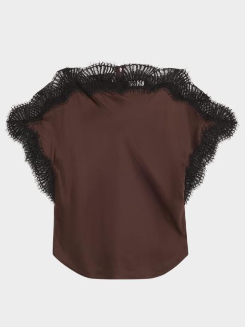 A.L.C. Luna Satin Lace-Trim Top