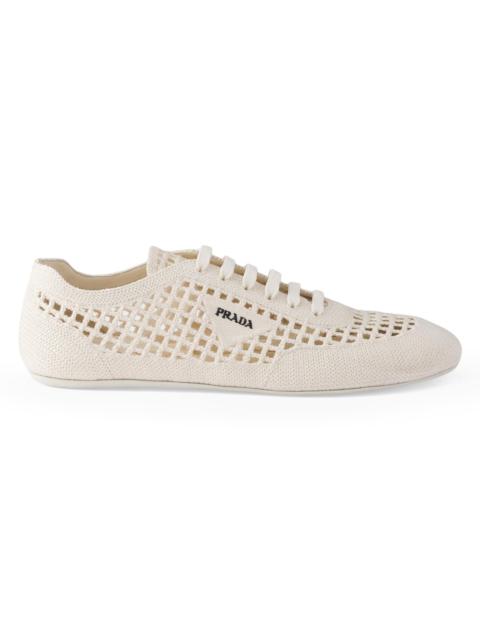 Prada Women's Collapse Crochet Laced Sneakers - Beige Khaki