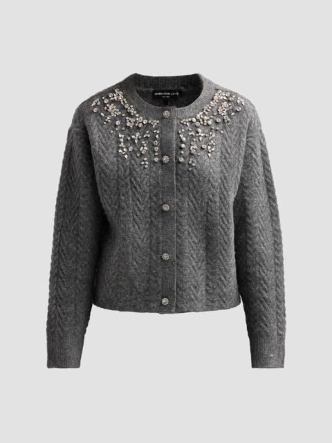 GENERATION LOVE Women's Glenda Crystal Cable Cardigan - Heather Charcoal