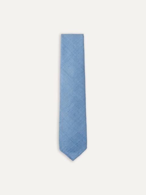 Drake's Blue Tussah Hand Rolled Silk Tie
