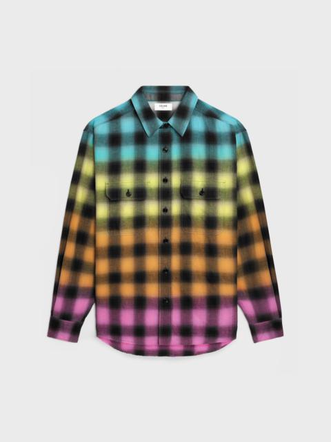 CELINE loose shirt in checked cotton linen