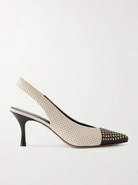 Chloé Alba Studded Perforated Leather Slingback Pumps