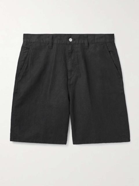 Walter Single Knee Wide-Leg Cotton and Linen-Blend Canvas Shorts