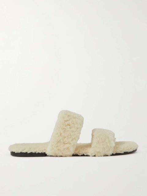 サンダル SAINT LAURENT Ivory Shearling Bleach Slippers SAINT LAURENT Saint Laurent Men Ivory Shearling Bleach