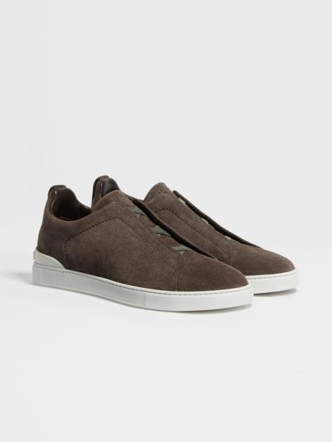 ZEGNA BROWN SUEDE TRIPLE STITCH™ SNEAKERS