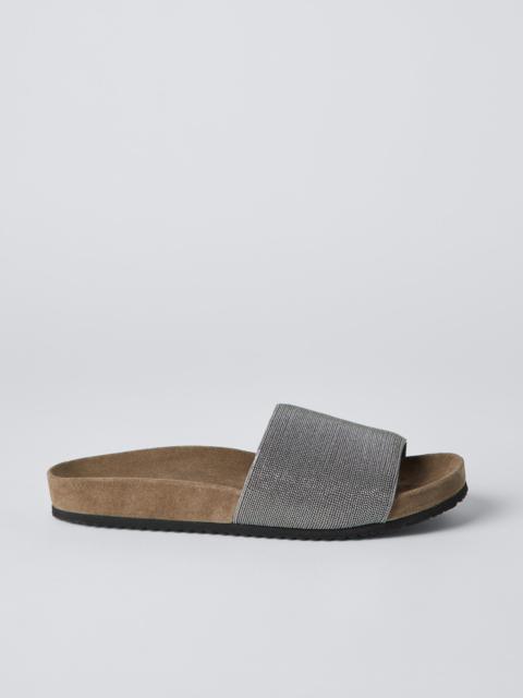 Brunello Cucinelli Precious slides in lamé suede