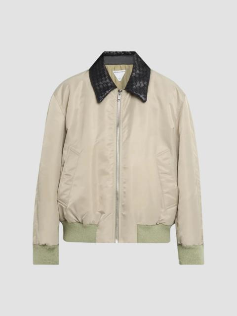 Bottega Veneta Women's Intercciato Leather Collar Jacket - Tarragon