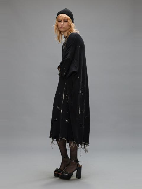 R13 CHAIN EMBELLISHED SHIRTDRESS - SPLATTERED BLACK