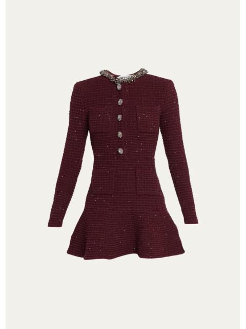 self-portrait Metallic Boucle-Knit Mini Dress