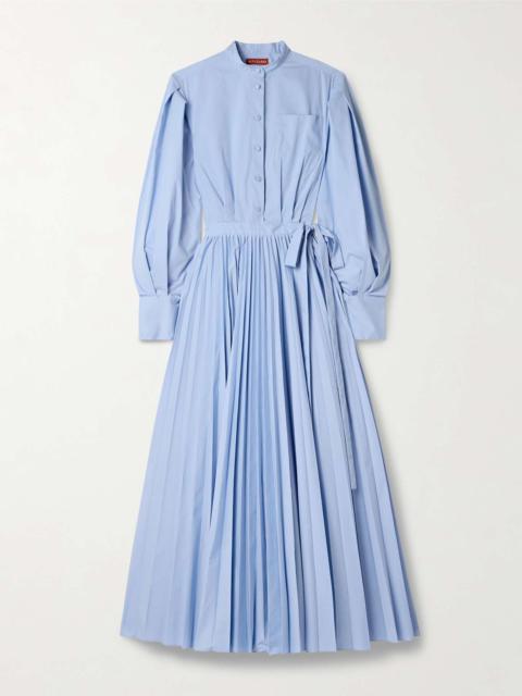 Binoche pleated cotton-blend poplin maxi wrap dress