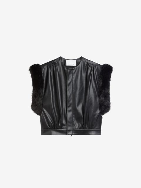 The Frankie Shop Vieste Faux Fur Trim Vest - Black