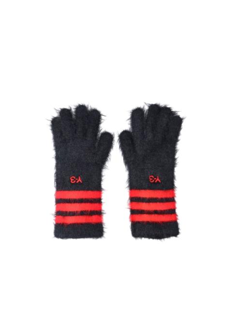 Y-3 brushed striped-cuff gloves
