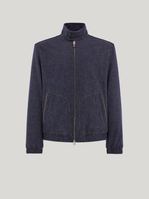 Canali BLUE BLOUSON JACKET IN 150'S WOOL WITH A DENIM EFFECT