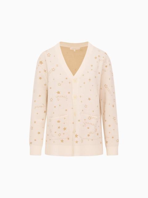 LoveShackFancy Mar Wool Celestial Jacquard Cardigan