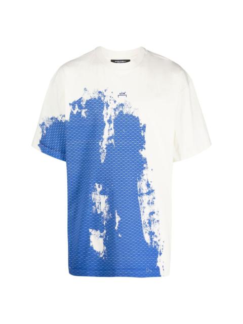 Brushstroke abstrast-print short-sleeved T-shirt
