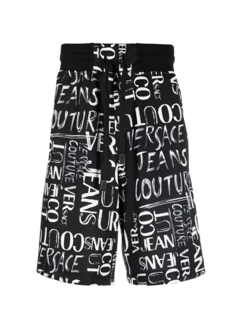 logo-print knee-length shorts