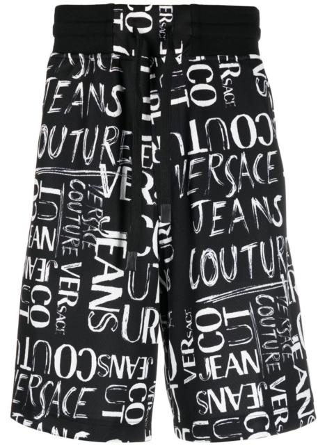 logo-print knee-length shorts