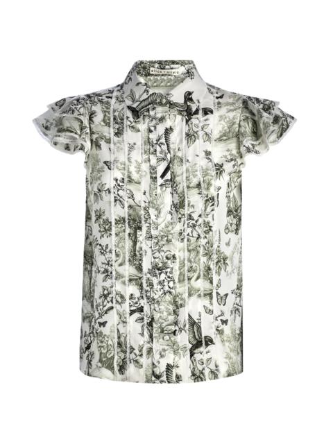 Alice + Olivia Women's Minda Printed Silk Pleated Blouse - Daybreak