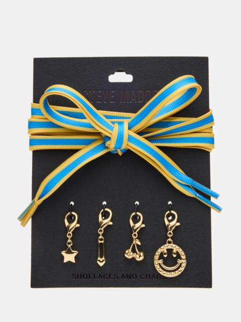 STEVE MADDEN SHOE LACES AND CHARMS BLUE/YELLOW