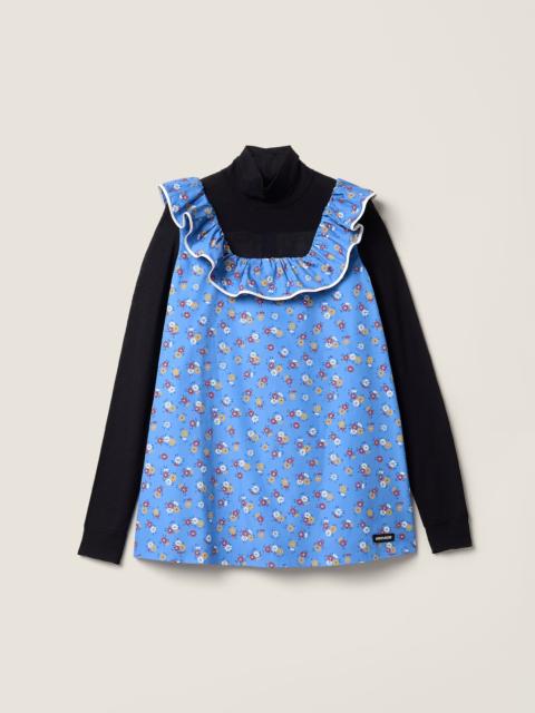 Miu Miu Poplin and wool knit top
