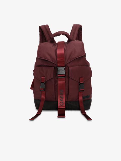 GANNI DARK BURGUNDY TECH BACKPACK