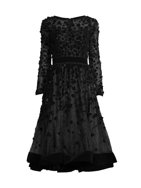 MAC DUGGAL Women's Floral Appliqué Tea Dress - Black