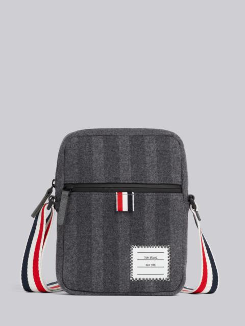 Thom Browne Medium Grey Double Face Melton 4-Bar Stripe Strap Camera Bag