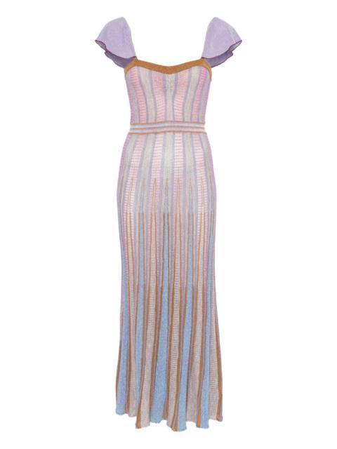 forte_forte ruffled-sleeves striped maxi dress