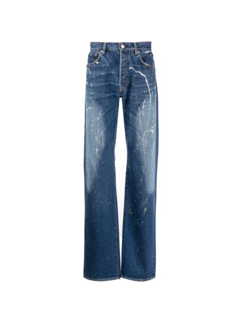 paint-splatter straight-leg jeans