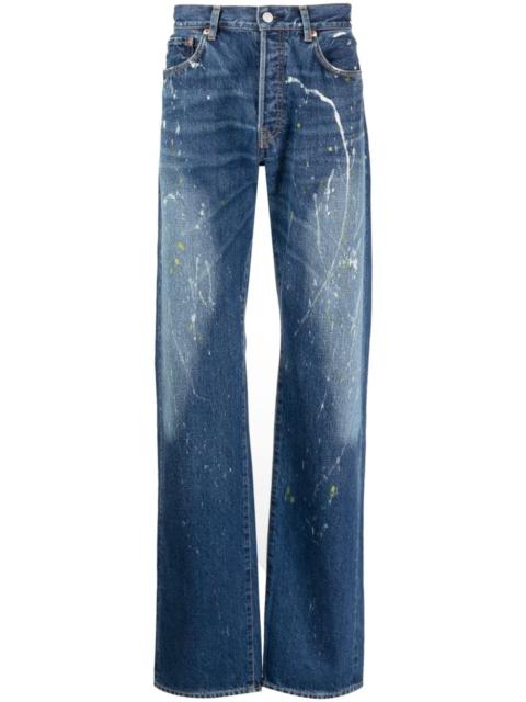 Yohji Yamamoto paint-splatter straight-leg jeans