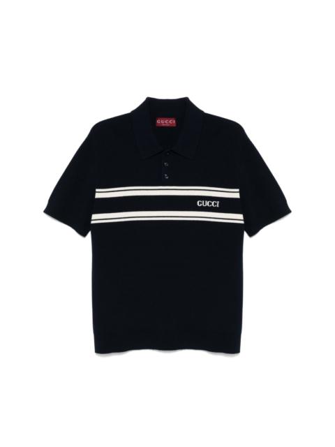 logo-jacquard polo shirt