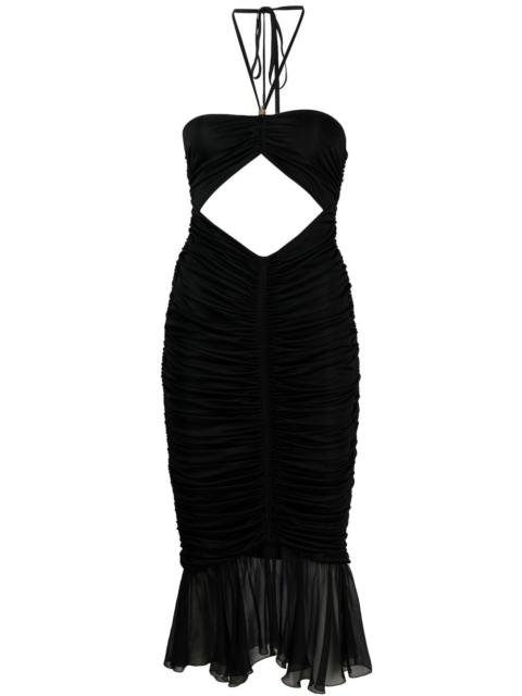 cut-out pleated midi dress