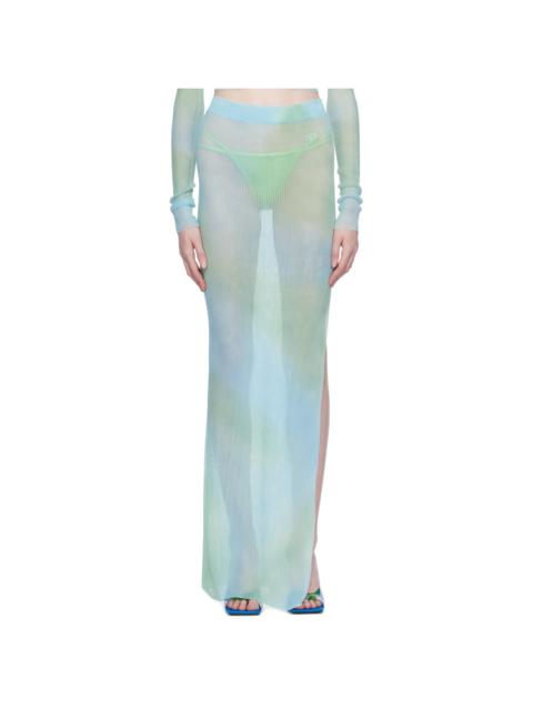 Off-White Blue Tie-Dye Midi Skirt