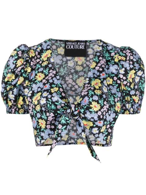 floral-print crop top