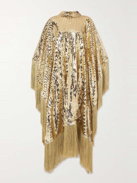 Mrs Ross Disco fringed sequined tulle kaftan