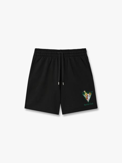 CASABLANCA Black Tennis Club Icon Pyramid Abduction Embroidered Sweatshorts | Casablanca Paris