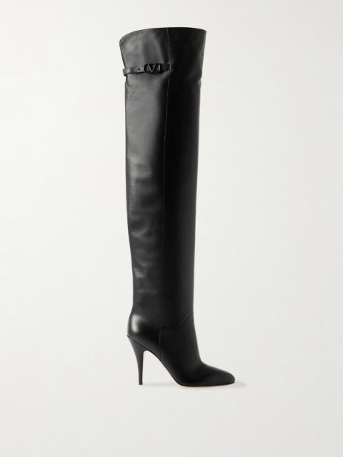 Valentino 105 Buckle-embellished Leather Over-the-knee Boots