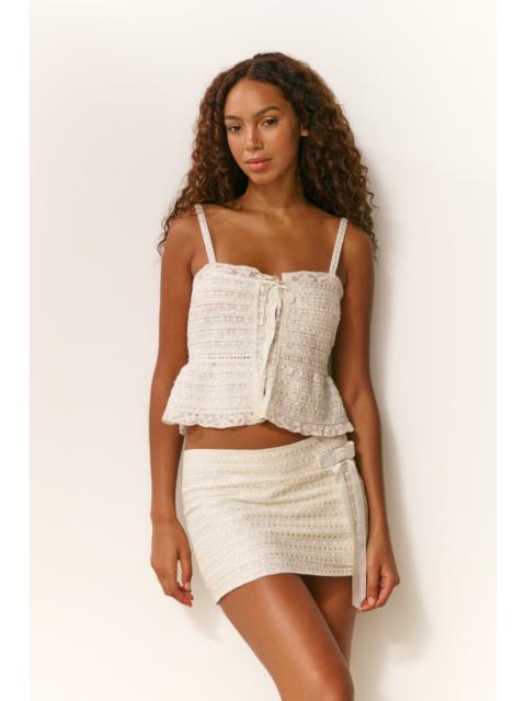 LoveShackFancy Wyana Woven Cotton Mini Skirt