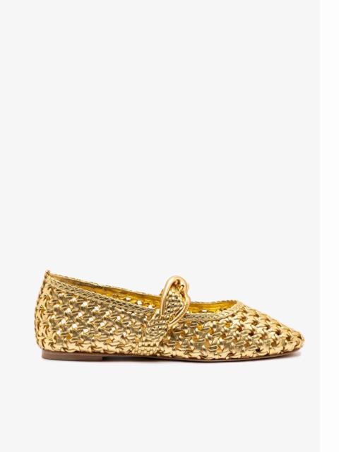 Larroudé Verona New Macrame In Gold Metallic Leather